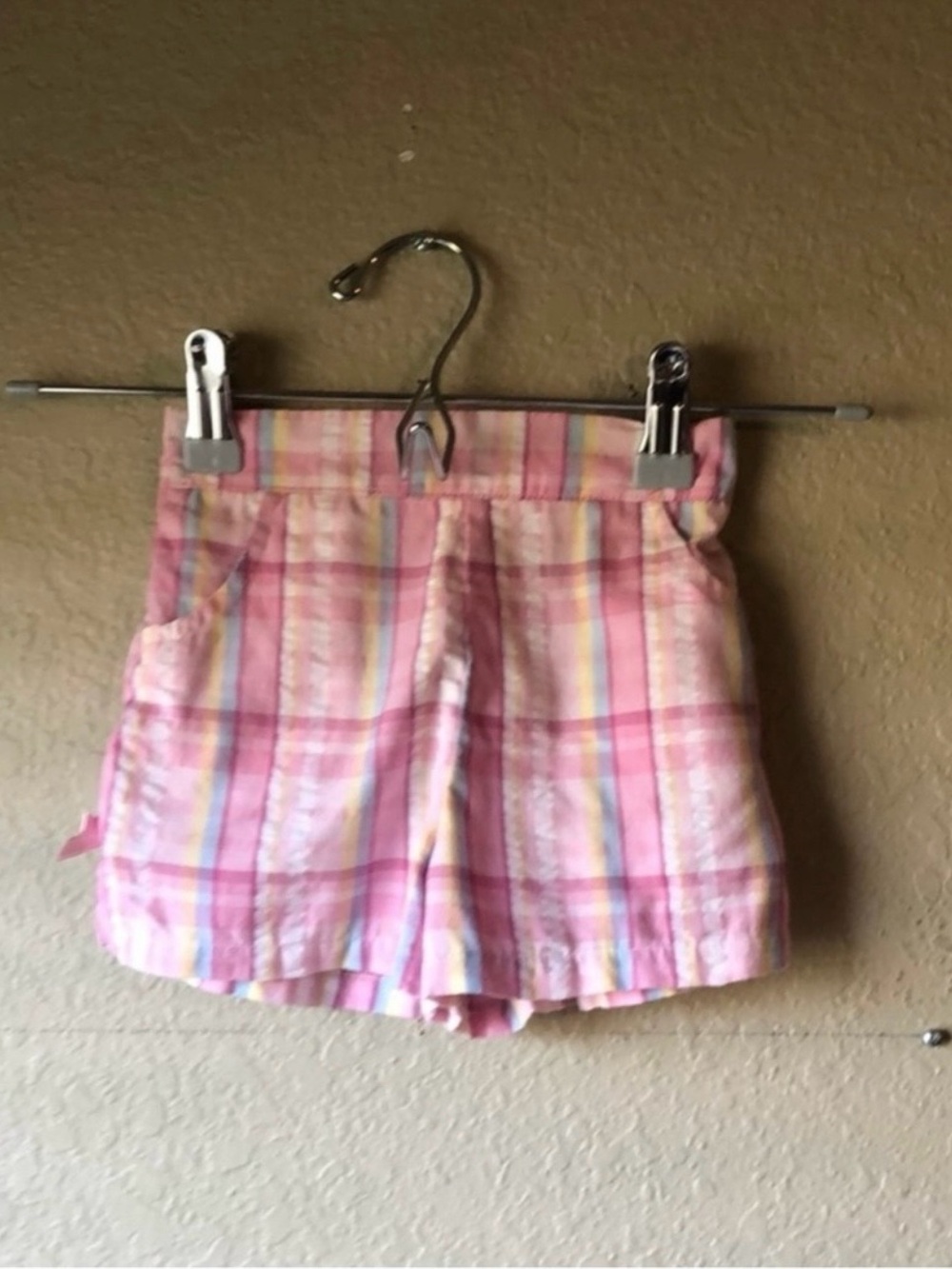 Disney Shorts Vintage Y2K Casual Pink Plaid Elastic Waist Shorts Baby Girls 18 M